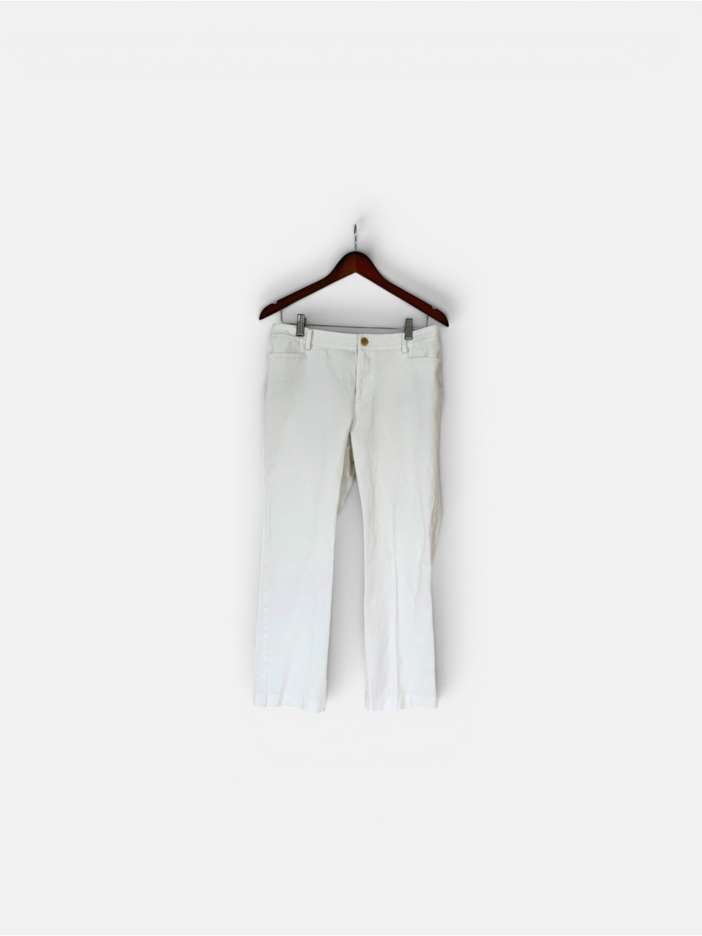Ralph Lauren White Petite Trousers with Button Front